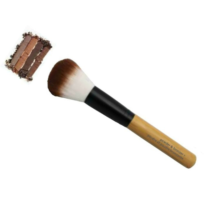 the fluffy powder and bronzer makeup bush over view on white background