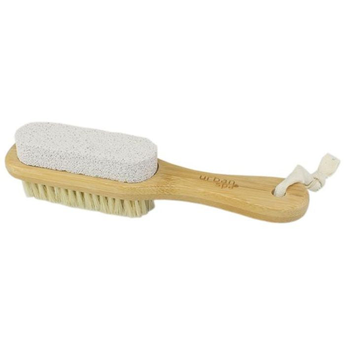 the heel-to-toe foot brush exfoliating stone side up over view on white background