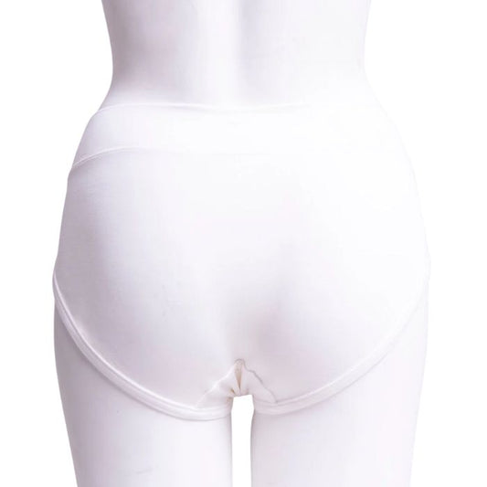 white female mannequin wearing white the hipster underwear back view on white background