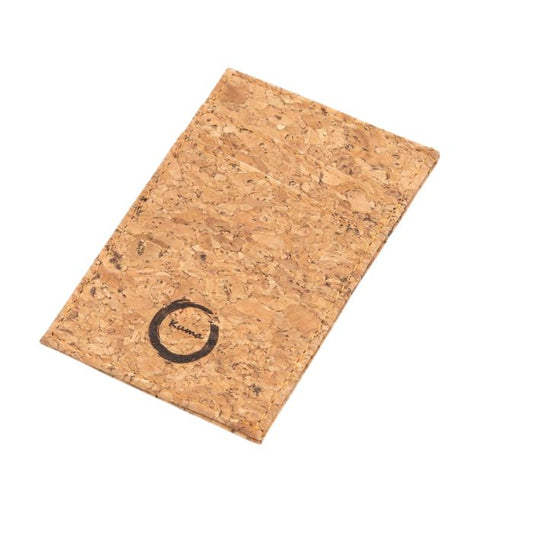 natural cork minimalist card holder on white background