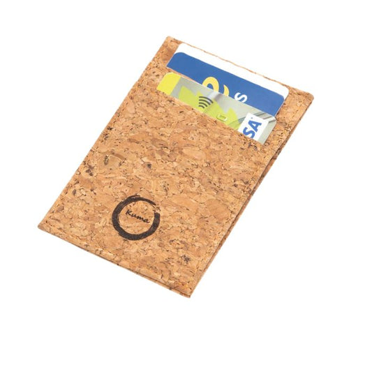 natural cork minimalist card holder on white background