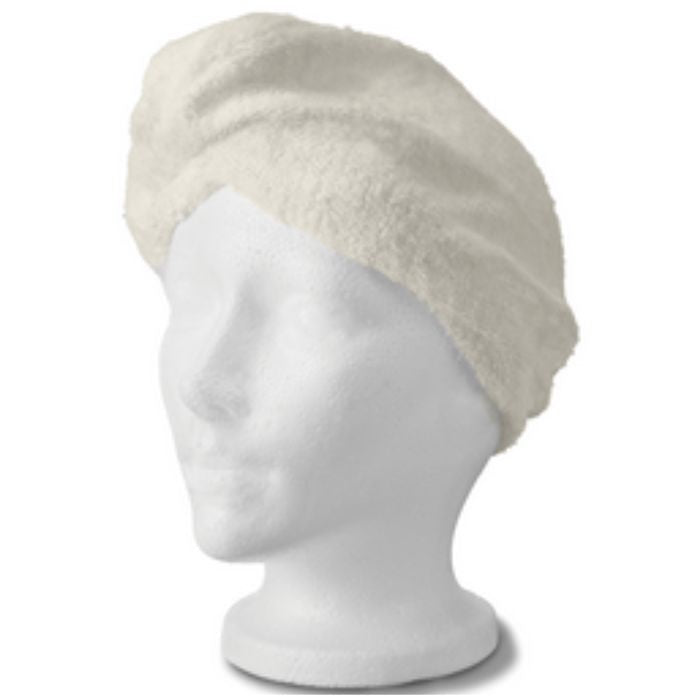 savvy sister turban towel on mannequin front view on white background