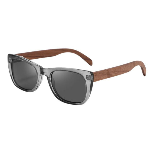tofino sunglasses ice grey frames and grey lenses over view on white background