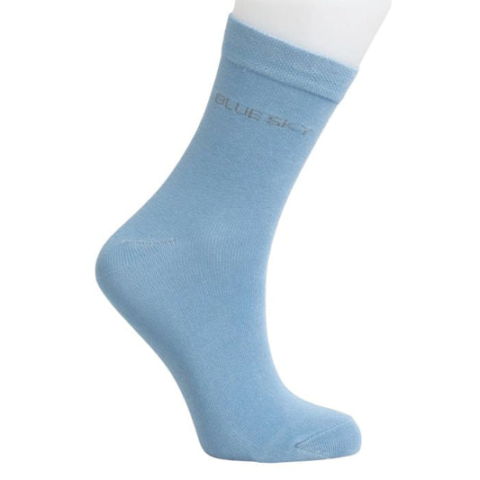 womens denim blue dress sock set on a white background