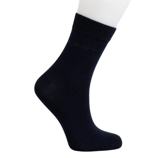 womens navy blue dress sock set on a white background