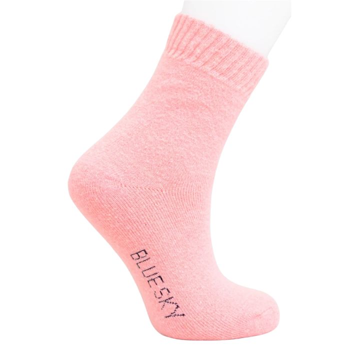 womens coral pink merino wool sock set on a white background 