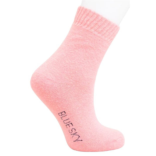 womens coral pink merino wool sock set on a white background 