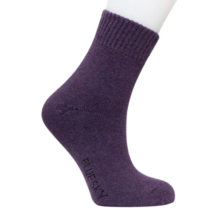 womens eggplant purple merino wool sock set on a white background 