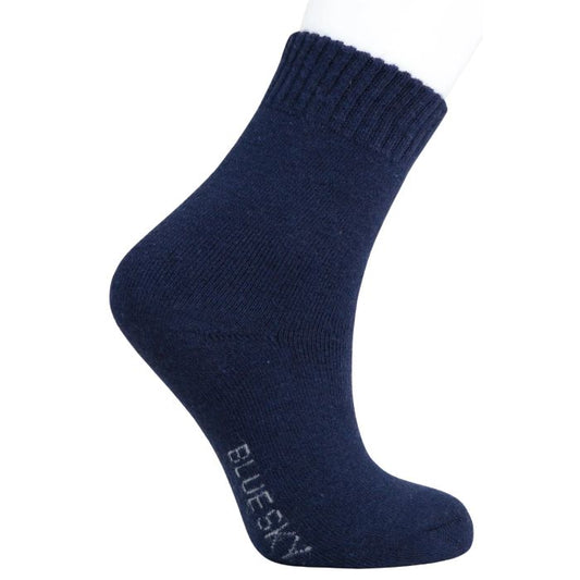 womens navy blue merino wool sock set on a white background 
