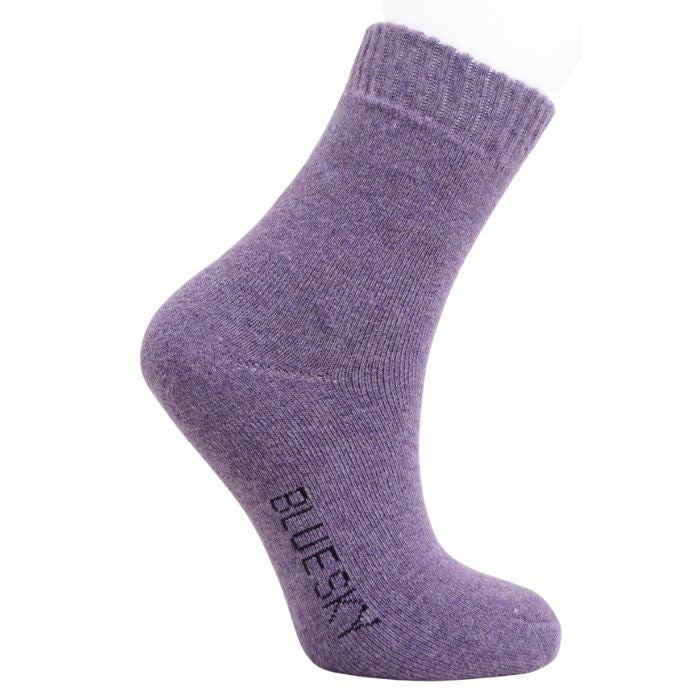 womens orchid purple merino wool sock set on a white background 