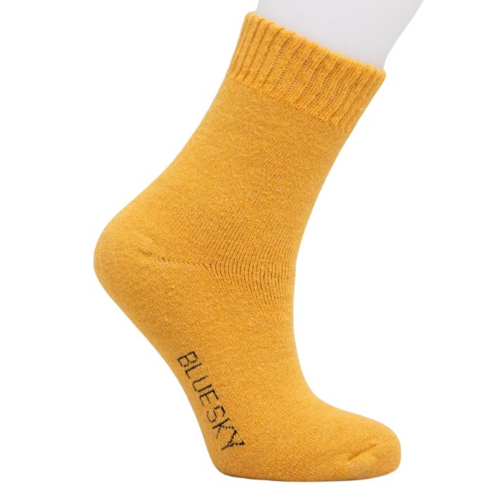 womens sunshine yellow merino wool sock set on a white background 