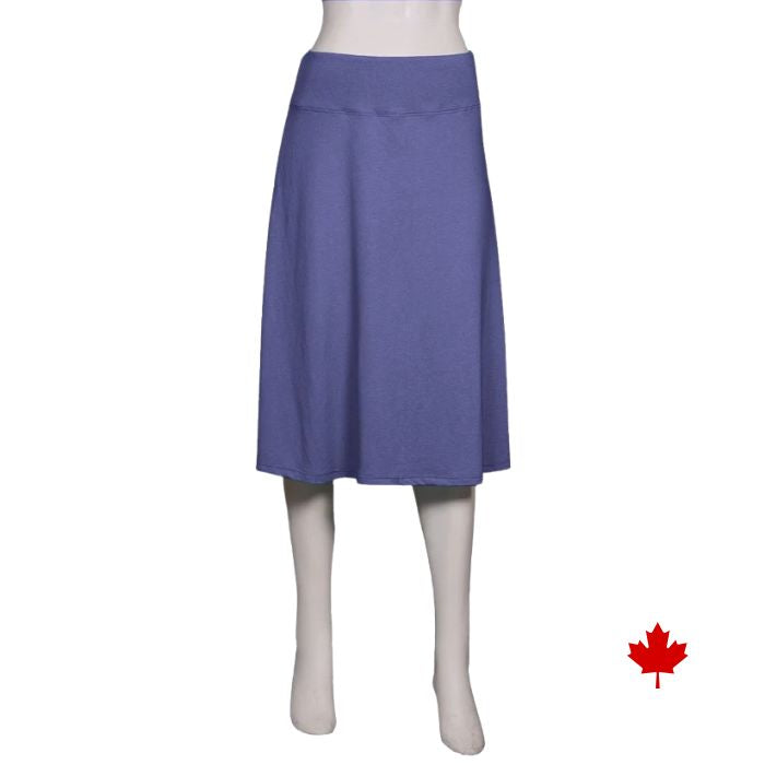 mannequin wearing blue yoga waist skirt front view on white background