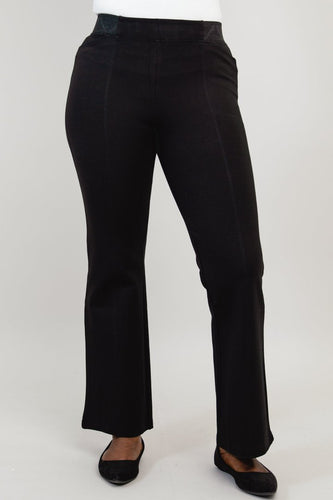 Create long lines with the Daya Pant in luxe Modal, a natural fiber with a touch of structure and weight. The Daya pant flatters; narrow through hip and thigh, with a slim fit and a slight flare to balance the silhouette. Seaming down the front and back elongates and adds subtle texture. The fabric waistbands at the front and back combine with flat elastic at either side to ensure a smooth look and comfortable wear.  Fabrication: 95% Modal, 5% Lycra  BLUE SKY  Blue Sky fit guide - True to size black $95.00