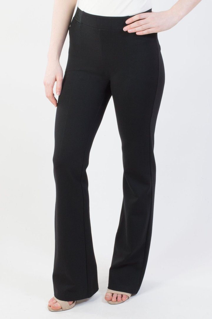 Create long lines with the Daya Pant in luxe Modal, a natural fiber with a touch of structure and weight. The Daya pant flatters; narrow through hip and thigh, with a slim fit and a slight flare to balance the silhouette. Seaming down the front and back elongates and adds subtle texture. The fabric waistbands at the front and back combine with flat elastic at either side to ensure a smooth look and comfortable wear.  Fabrication: 95% Modal, 5% Lycra  BLUE SKY  Blue Sky fit guide - True to size $100.00 Black