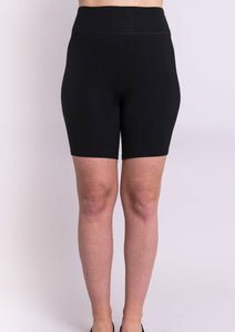 The ultimate multi-function Bamboo shorts. Hallie Shorts can be worn for anti-chafing, leisure, sleep, work outs, and travel. Flatlock and cover-lock stitching make the shorts feel seamless, and the bamboo fabric wicks moisture from the skin. Thanks to the extra coverage of Hallie Shorts you can move through the day in comfort, and with confidence. Fabrication: 95% Bamboo, 5% Lycra BLUE SKY Blue Sky fit guide - generous. Go down one size for a standard fit, two sizes for a firm fit. $35.00 Black