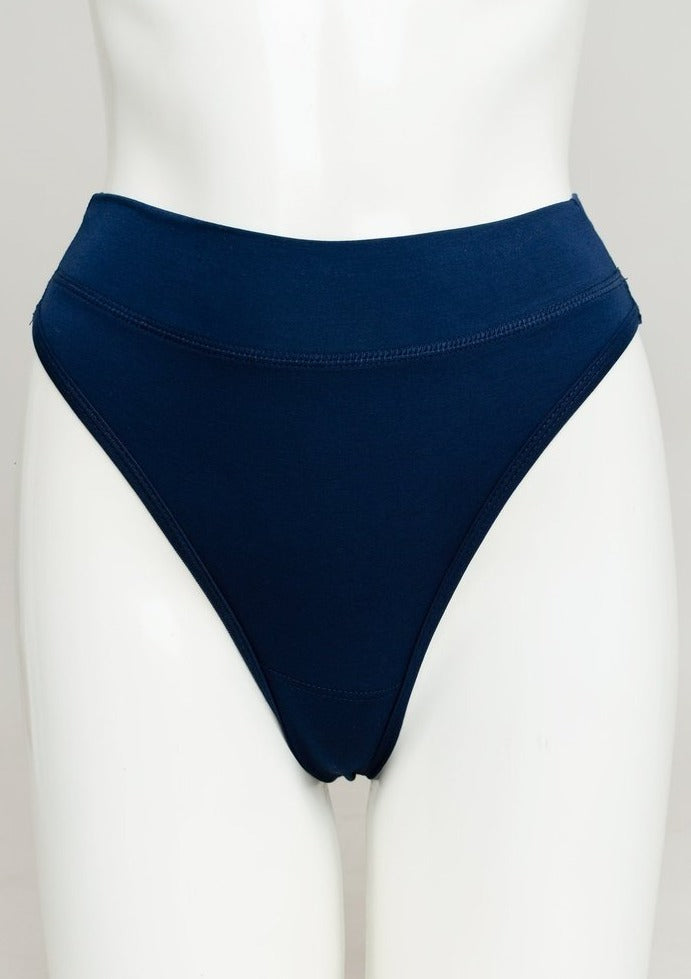 The true test of underwear is to forget you're wearing it. This is the time to experience natural fiber, and this is most definitely the place to do it, so to speak. Naturally breathable, soft, with anti-bacterial properties, bamboo is the ideal choice for thong underwear. Enjoy superb comfort. Enough said.  Fabrication: BAMBOO - 95% Bamboo 5% Lycra   Fabrication - BAMBOO MODAL -50% Bamboo 42% Modal 8% Lycra  BLUE SKY $15.00 Indigo Blue