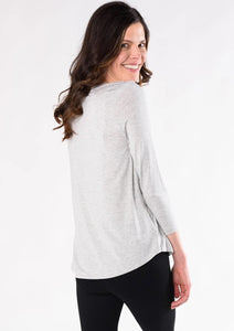 Timelessly designed, the Emmy Crew 3/4 Sleeve Top is made with Terrera's signature viscose from bamboo. This versatile yet classic top features an elegant crew neckline with 3/4 length sleeves. Easily dress up or down in this wardrobe staple. Fabrication: 95% Viscose from Bamboo 5% Spandex TERRERA $60.00 Grey Melange