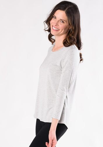 Timelessly designed, the Emmy Crew 3/4 Sleeve Top is made with Terrera's signature viscose from bamboo. This versatile yet classic top features an elegant crew neckline with 3/4 length sleeves. Easily dress up or down in this wardrobe staple. Fabrication: 95% Viscose from Bamboo 5% Spandex TERRERA $60.00 Grey Melange