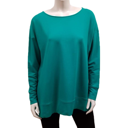 The Gabby Banded Tunic is a crew neck tunic with drop shoulders, step hemline and a straight cut for a more relaxed fit! This tunic will fit into any style story!  Proudly Made in Canada  Fabrication: 66% Bamboo, 28% Cotton, 6% Spandex $105.00 Sea Green