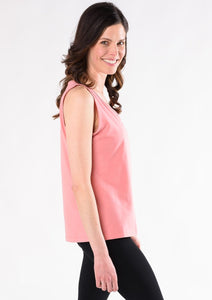 The Mandy Tank Top is a classic go-to tank top; updated with chic side slits and a flattering V-neck. Made with certified organic cotton so you know it’s good for the planet and for your skin. Wear it alone with jeans, or dress it up with a cardigan or jacket. Fabrication:  93% Organic Cotton, 7% Spandex TERRERA $50.00 Petal Pink
