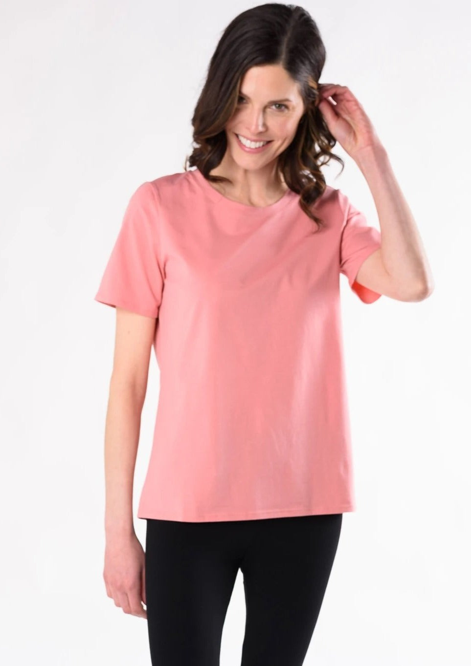 The Tessa Tee is a foundational crew neck t-shirt made with a durable, breathable, and soft organic cotton. The Tessa Tee is a classic top that every woman needs in her wardrobe. Fabrication:  93% Organic Cotton, 7% Spandex TERRERA $60.00 Petal Pink