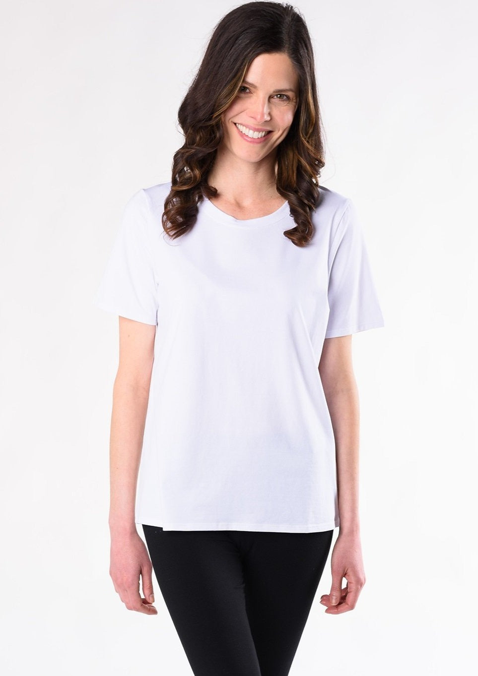 The Tessa Tee is a foundational crew neck t-shirt made with a durable, breathable, and soft organic cotton. The Tessa Tee is a classic top that every woman needs in her wardrobe. Fabrication:  93% Organic Cotton, 7% Spandex TERRERA $60.00 Ivory White