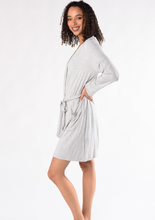You deserve the Mia Luxe Robe to lounge in. Made with signature soft viscose from bamboo, this robe feels cooling and smooth on the body. You’ll love the side pockets, elegant white piping and self belt. Perfect as a gift! Fabrication: 95% Viscose from Bamboo 5% Spandex TERRERA Grey Melange $95.00
