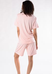 Perfect for gifting to yourself or to someone you love. The Vivian PJ sleep set comes with a luxurious and comfortable button down top and pull-on shorts.  Made with signature soft viscose from bamboo, you’ll have a good night’s rest in these classic PJ’s. Fabrication: 95% Viscose from Bamboo 5% Spandex TERRERA Light Pink $90.00