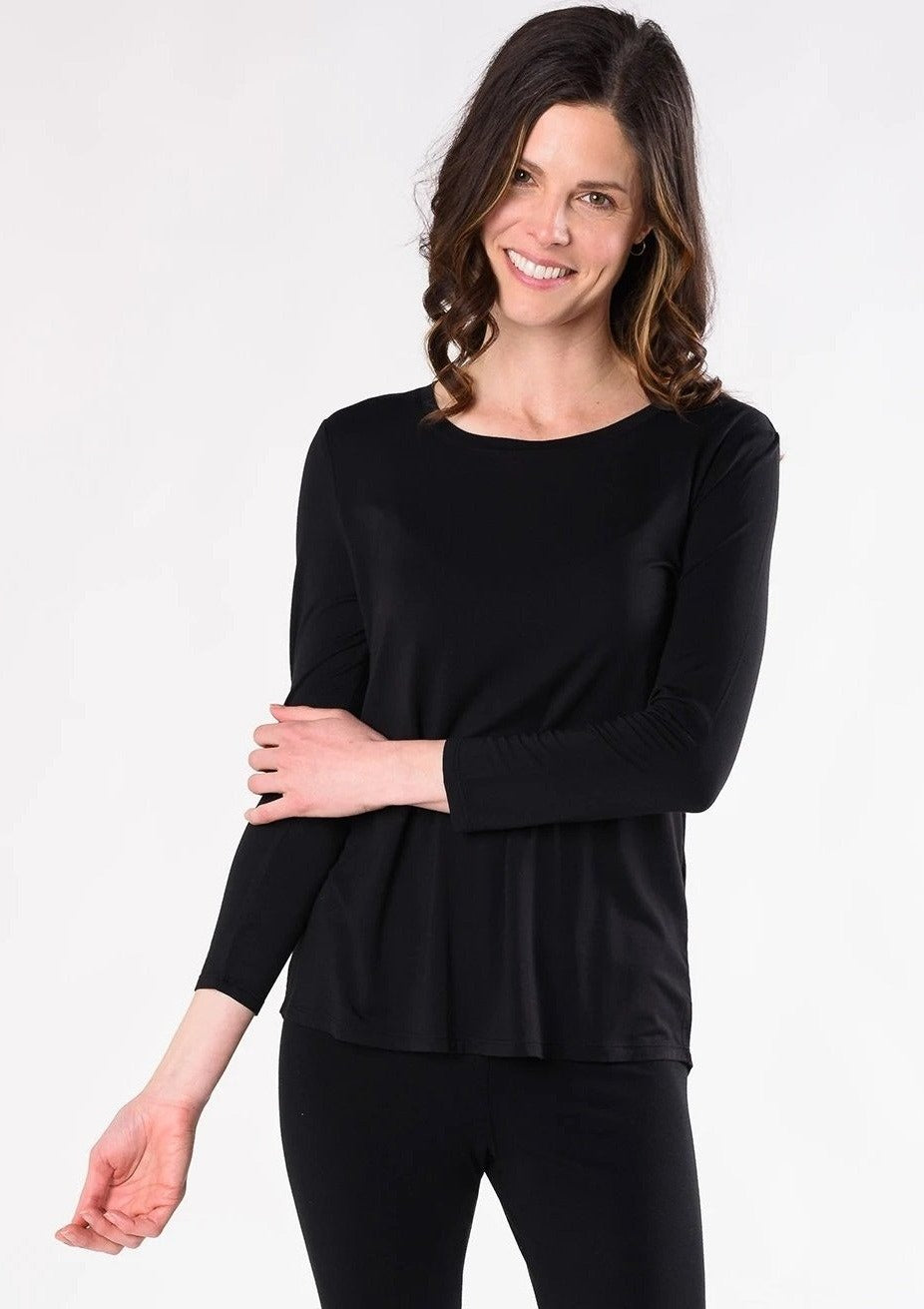 Timelessly designed, the Emmy Crew 3/4 Sleeve Top is made with Terrera's signature viscose from bamboo. This versatile yet classic top features an elegant crew neckline with 3/4 length sleeves. Easily dress up or down in this wardrobe staple. Fabrication: 95% Viscose from Bamboo 5% Spandex TERRERA $60.00 Black