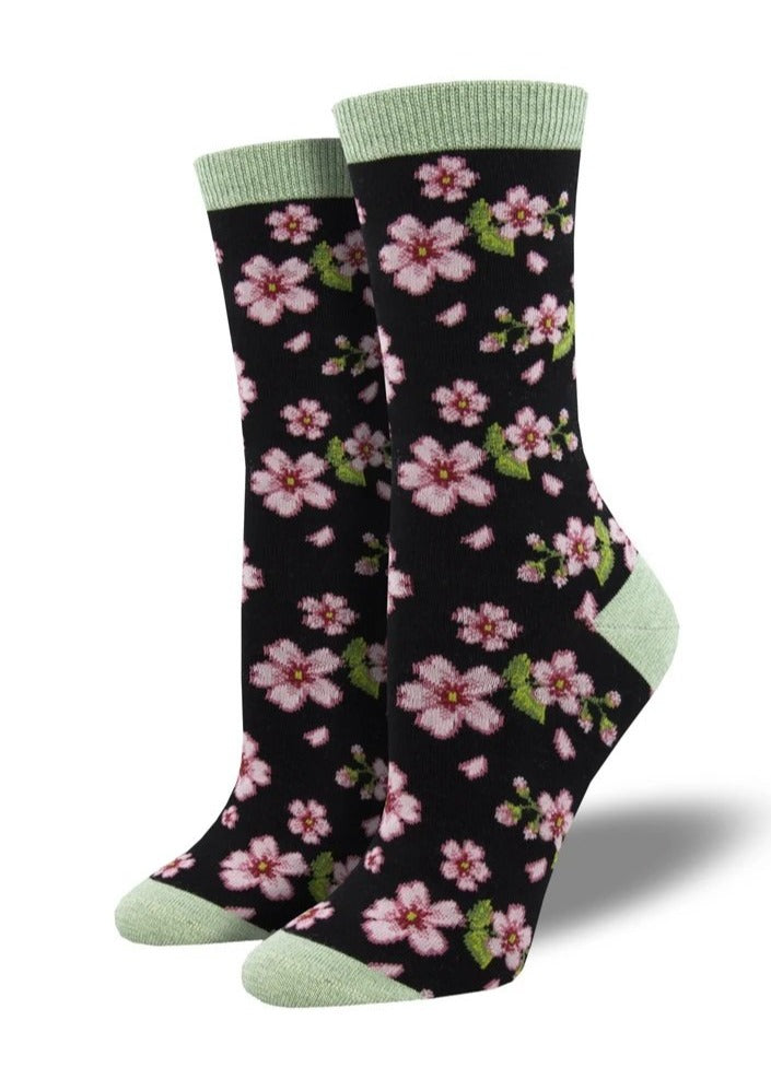 Black with Pink Flower Blooms. Soft, Breathable, Moisture Wicking, Antibacterial, Hypoallergenic, Amazing Socks! One Size Fits Most (Women's 5-11) Fabrication: 66% Rayon from Bamboo, 32% Nylon, 2% Spandex SockSmith $20.00