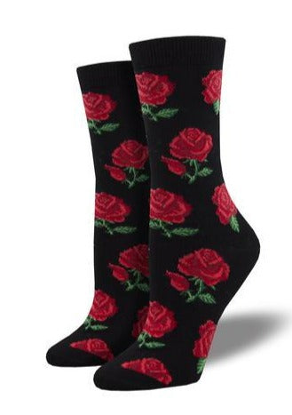 Black with Roses. Soft, Breathable, Moisture Wicking, Antibacterial, Hypoallergenic, Amazing! One Size Fits Most (Men's 7-13) Fabrication: 66% Rayon from Bamboo, 32% Nylon, 2% Spandex SockSmith $20.00