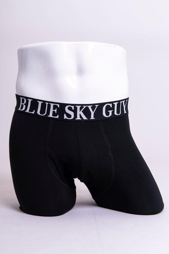 Men everywhere rave about our underwear! The updated boxer offers convenient front-door access. Soft breathable Bamboo is easy on the skin, for smooth wear. Natural anti-bacterial properties make Bamboo the ideal fabric for men's underwear.   Fabrication: BAMBOO - 95% Bamboo 5% Lycra   Fabrication - BAMBOO MODAL -50% Bamboo 42% Modal 8% Lycra  BLUE SKY $15.00 colour black
