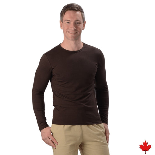 The Aron Fitted shirt is very versatile, great to wear all by its self or as a layer underneath. Made from soft, breathable Bamboo with banded cuffs and tapered sides. Great for men and women, everyone will love their Aron Fitted Shirt. Proudly Made In Canada Fabrication: 66% Rayon from Bamboo, 28% Cotton, 6% Spandex - Jersey Eco-Essentials Colour Chocolate Brown $45.00