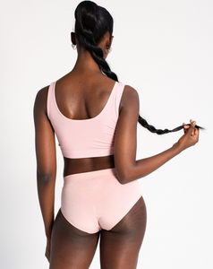 This is the bralette that you won't want to take off! Terrera's Essential bralette is made with their signature soft bamboo jersey and soft padded cups. It is high-stretch, moisture-wicking, anti-bacterial, and gentle even for sensitive skin. Fabrication: 77% viscose from bamboo, 17% nylon, 6% spandex  Terrera Pink $30.00