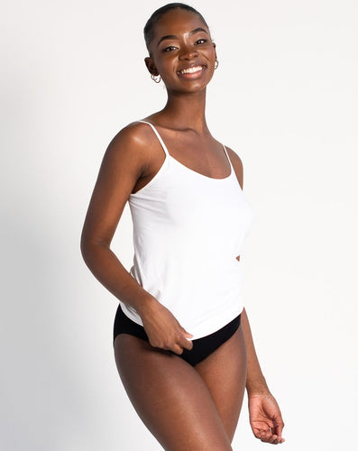  We know how much you love the feel of silky-smooth bamboo viscose against your skin! Terrera's Essential Cami is the perfect under layer camisole.  Fabrication: 77% viscose from bamboo, 17% nylon, 6% spandex TERRERA White $23.00