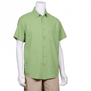 The Will Short Sleeve Button Up Hemp Shirt is a must have for your every day wardrobe, with wood buttons and a single pocket on the right. A great selection of colours, you will want more then one. Fabrication: 55% Hemp, 45% Organic Cotton Eco-Essentials Colour Celery Green $70.00