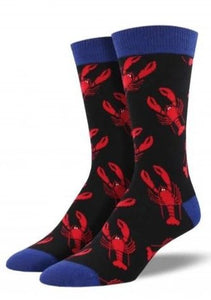 Black with Lobsters. Soft, Breathable, Moisture Wicking, Antibacterial, Hypoallergenic, Amazing Socks! One Size Fits Most (Men's 7-13) Fabrication: 66% Rayon from Bamboo, 32% Nylon, 2% Spandex SockSmith $22.00