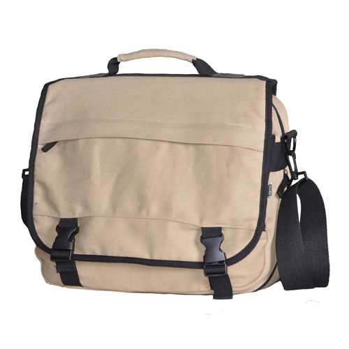 The Hemp Scholar Messenger Bag is great for traveling with your tablet or laptop. ECO-ESSENTIALS Colour Taupe $59.99