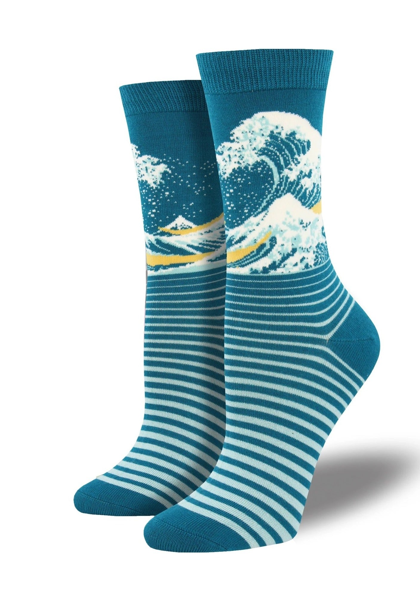 Blue With Wave Scene. Soft, Breathable, Moisture Wicking, Antibacterial, Hypoallergenic, Amazing Socks! One Size Fits Most (Women's 5-11) Fabrication: 66% Rayon from Bamboo, 32% Nylon, 2% Spandex SockSmith $20.00