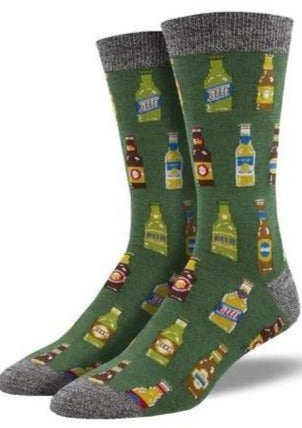 Green with Beer Bottles. Soft, Breathable, Moisture Wicking, Antibacterial, Hypoallergenic, Amazing Socks! One Size Fits Most (Men's 7-13) Fabrication: 66% Rayon from Bamboo, 32% Nylon, 2% Spandex SockSmith $22.00  Green