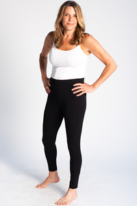 Terry Bamboo Leggings are warm, comfortable, flexible and breathable. Made with thicker Viscose from Bamboo French Terry fabrication, this is a great gift for yourself, family or friends. Perfect for the fall and winter, they have a mid-rise with a wide-stretch waistband for extra coverage, you will stay warm in your Bamboo Terry Leggings. Colour Black 94% Viscose from Bamboo 6% Spandex $60.00