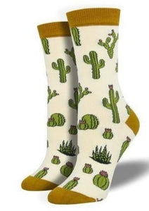 White with Cactus. Soft, Breathable, Moisture Wicking, Antibacterial, Hypoallergenic, Amazing Socks! One Size Fits Most (Women's 5-11) Fabrication: 66% Rayon from Bamboo, 32% Nylon, 2% Spandex SockSmith $20.00
