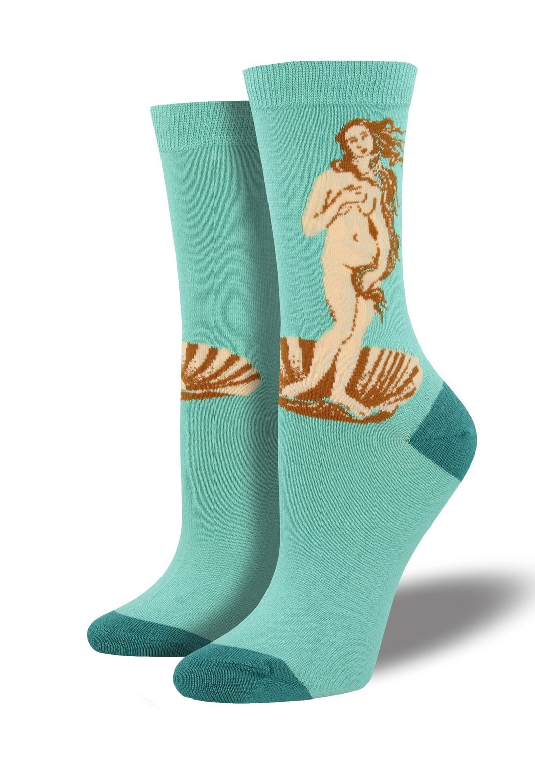 Teal Green with Venus Art. Soft, Breathable, Moisture Wicking, Antibacterial, Hypoallergenic, Amazing Socks! One Size Fits Most (Women's 5-11) Fabrication: 66% Rayon from Bamboo, 32% Nylon, 2% Spandex SockSmith $20.00