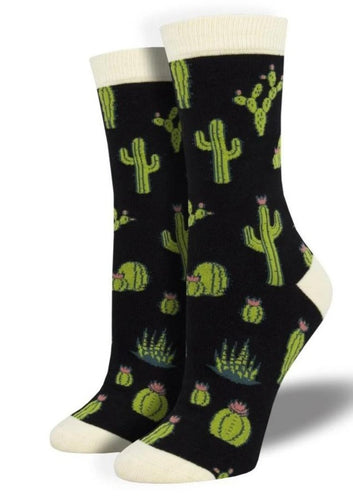 Black with Cactus. Soft, Breathable, Moisture Wicking, Antibacterial, Hypoallergenic, Amazing Socks! One Size Fits Most (Women's 5-11) Fabrication: 66% Rayon from Bamboo, 32% Nylon, 2% Spandex SockSmith $20.00