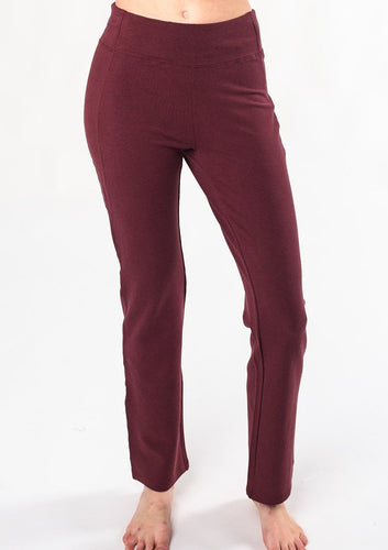 The Emory Pant looks sophisticated yet it feels comfortable enough to lounge in! Made with structured and soft brushed french terry fabric; so these pants can take you from work trips to weekend road trips.   Fabrication: 67% Viscose from Bamboo, 29% Cotton, 4% Spandex wine red $95.00