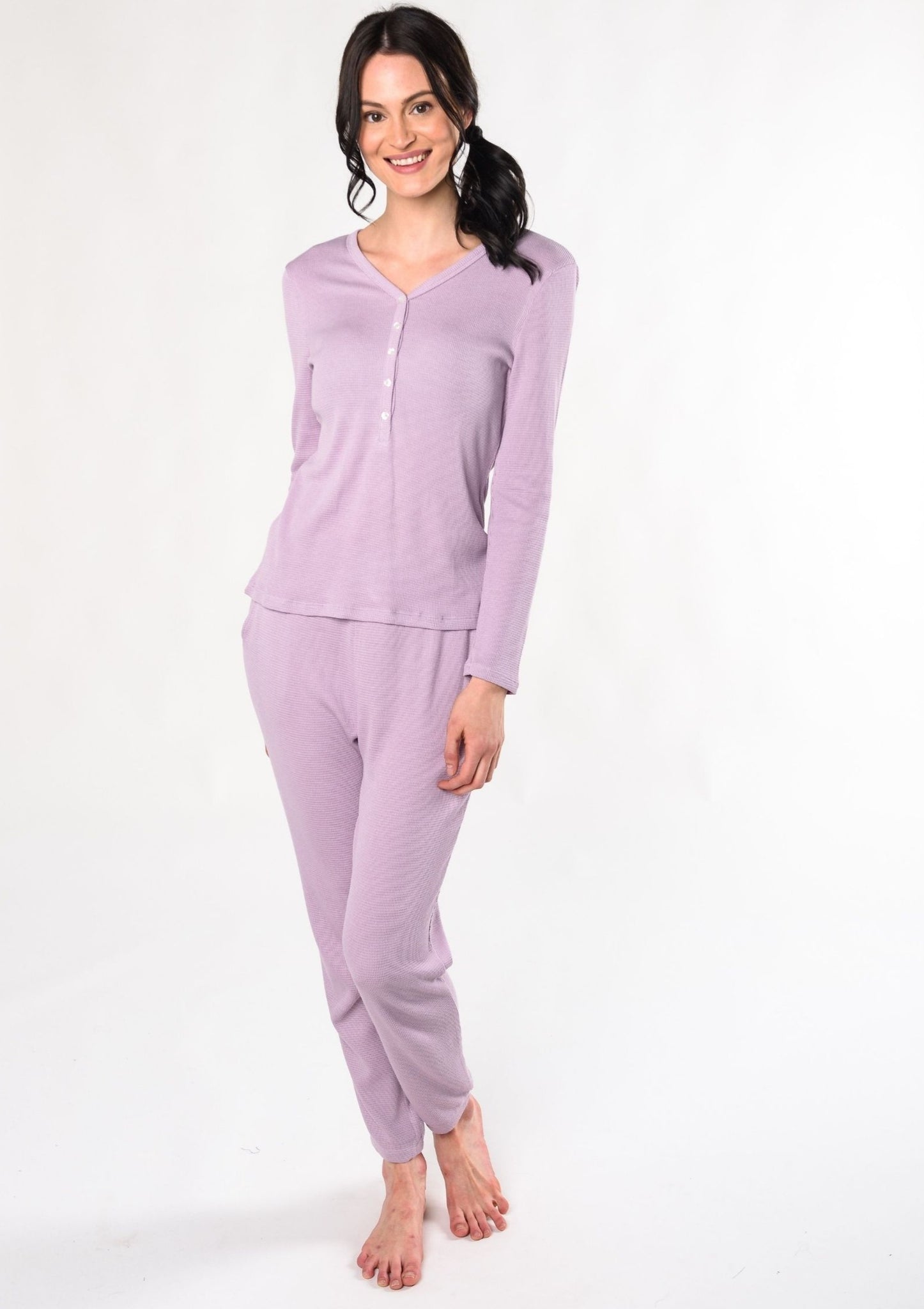 Lexie Waffle Lounge Set Sleepwear-Purple-Bamboo-Sustainable Womens Clothes  – House of Bamboo