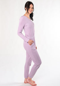 Featuring our new sustainable waffle fabric that’s ultra-comfortable and cozy to lounge in. This set comes with a stretchy and soft waffle henley top and matching pull-on bottoms. Fabrication: 68% Viscose from bamboo, 28% cotton 4% spandex $135.00 lilac purple