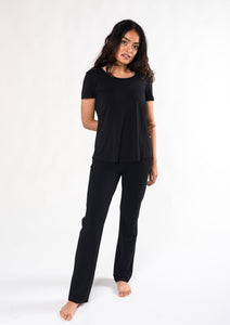 Your basic comfy tee, Brenda U Neck is easy-going, with all the right features: flattering U-neck line, classic-soft viscose from bamboo jersey, high-low hem for extra coverage at the back. Pair it with leggings for working out, jeans for staying casual. Fabrication: 95% Viscose from Bamboo 5% Spandex Terrera $50.00 Black