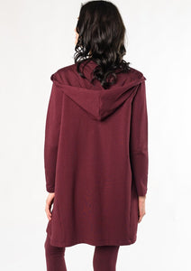 An easy open-front cardigan for every-day layering. Made with a cozy-soft organic fleece that feels like a warm hug on the body. Fabrication: 66% Viscose from Bamboo, 28% Cotton, 6% Spandex $135.00  wine red
