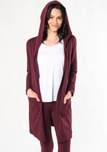 An easy open-front cardigan for every-day layering. Made with a cozy-soft organic fleece that feels like a warm hug on the body. Fabrication: 66% Viscose from Bamboo, 28% Cotton, 6% Spandex $135.00  wine red